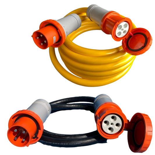 100 amp Single Phase Custom Shore Power Cord Set or 100A Dock Extension Cord, 125/250V, Yellow STOW #2/4 or Black SOOW #2/4