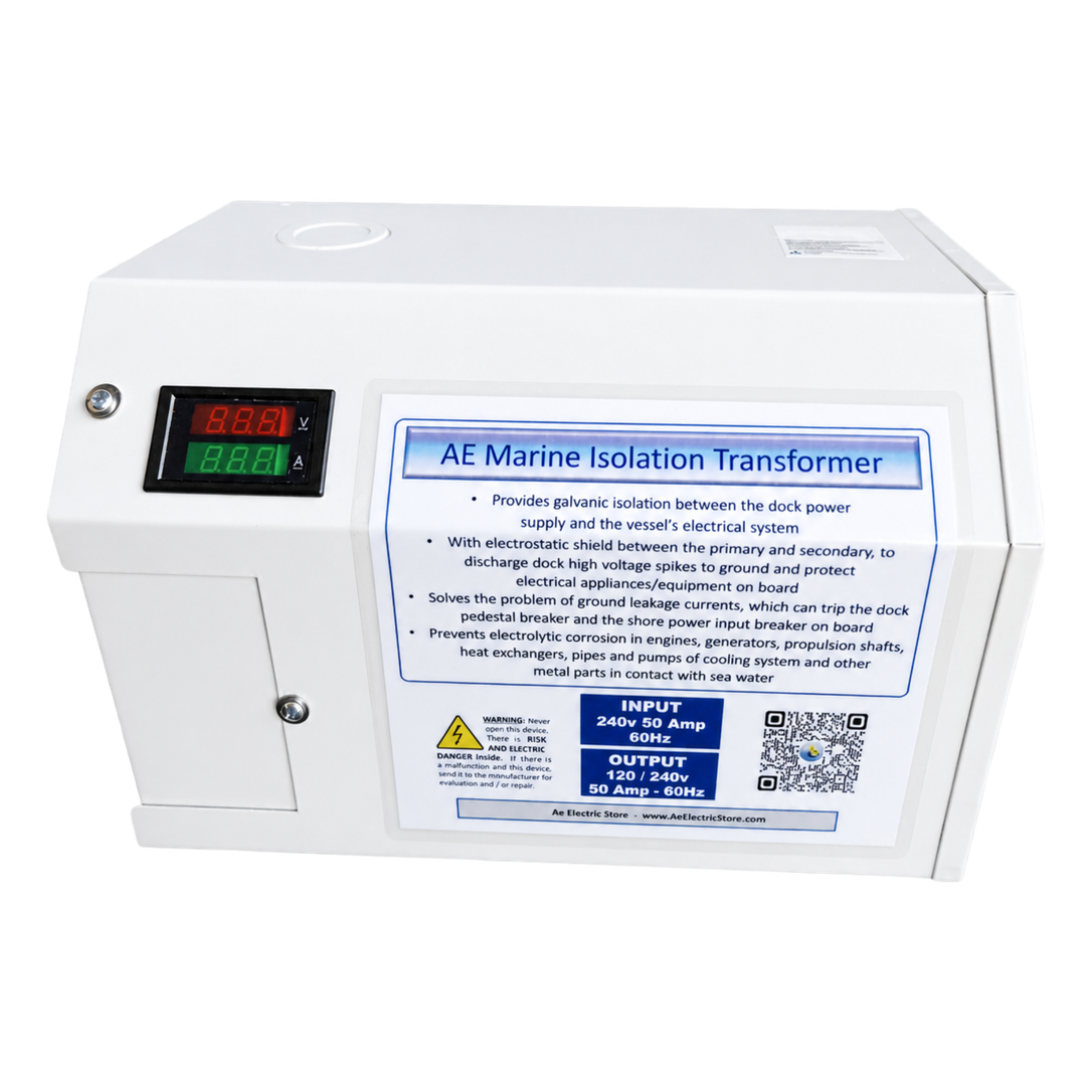 AE Marine Isolation Transformer 12KW or 15KVA, PRI or Input 240V, SEC or Output 120/240V, 50A 60Hz, Single phase